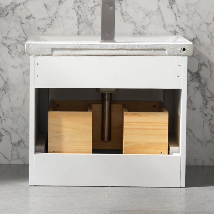 Everly Quinn Draven 20.39'' Wall Mounted Single Bathroom Vanity with Porcelain Vanity Top